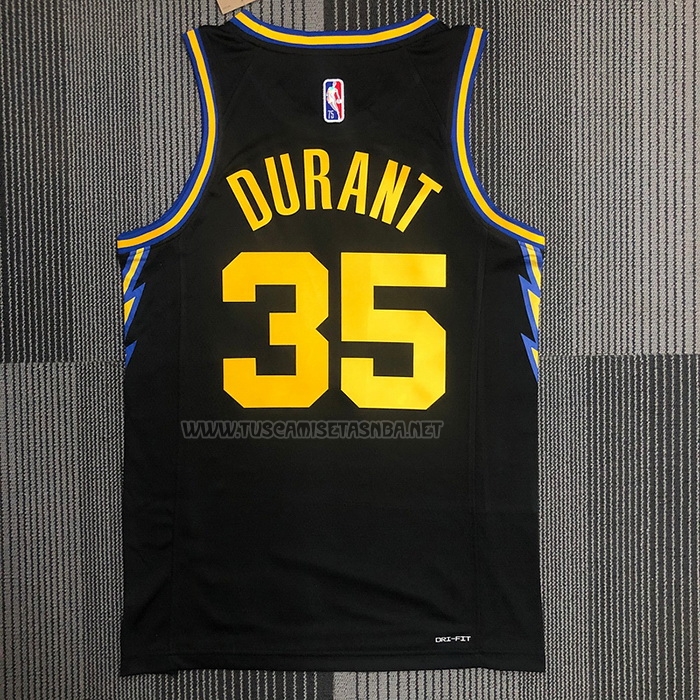 Camiseta Kevin Durant NO 35 Golden State Warriors Ciudad 2021-22 Negro